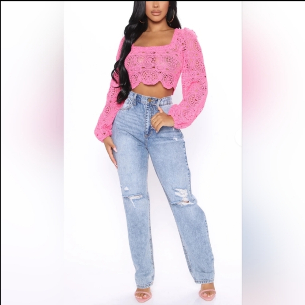 Fashion Nova 'She's A Riot's" Non Stretch Super High Rise Straight Leg Jeans - Picture 3 of 8